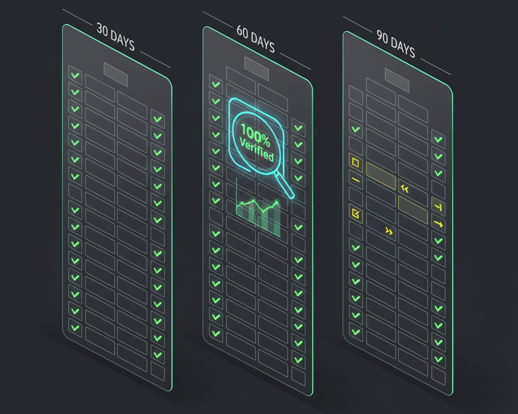 Backup monitoring dashboard with extended retention timelines showing 100% verification