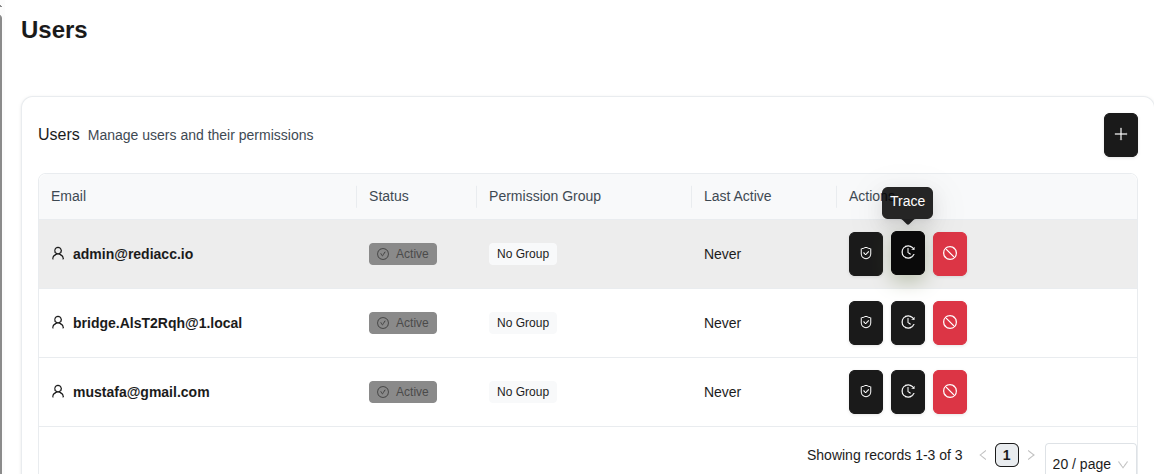 Отслеживание пользователя - всплывающая подсказка "Отслеживание" с кнопкой действия