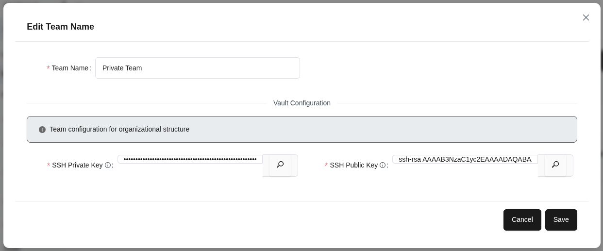 Форма редактирования команды - синее информационное сообщение