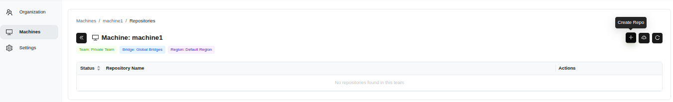 Кнопка Создать репозиторий