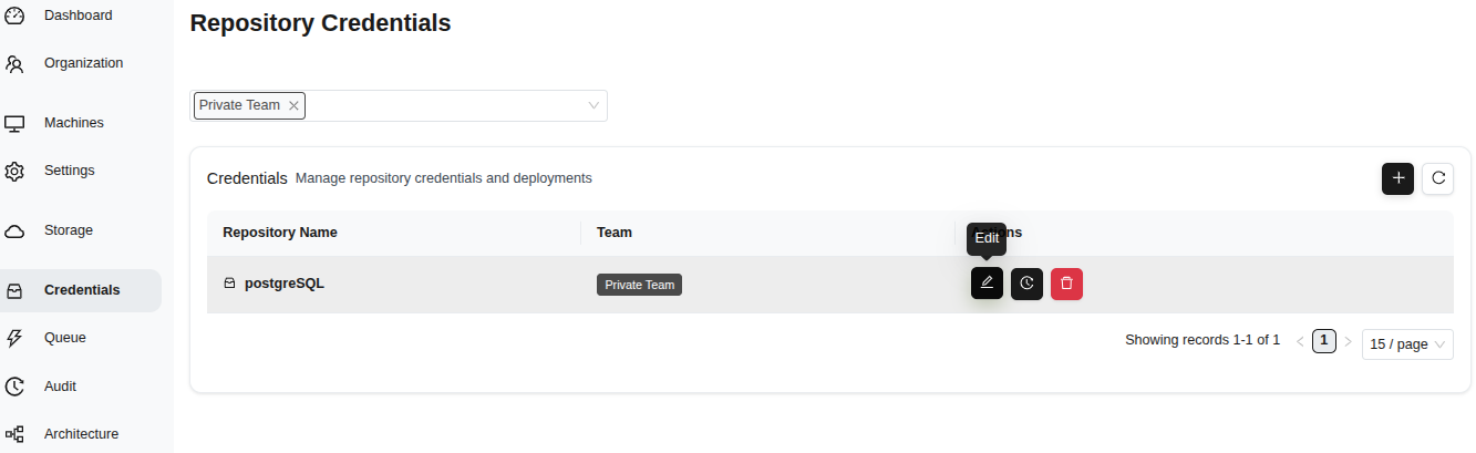 Список учетных данных
