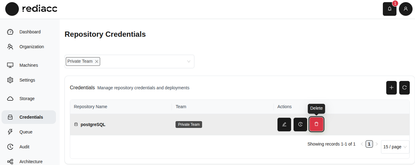 Кнопка Удалить