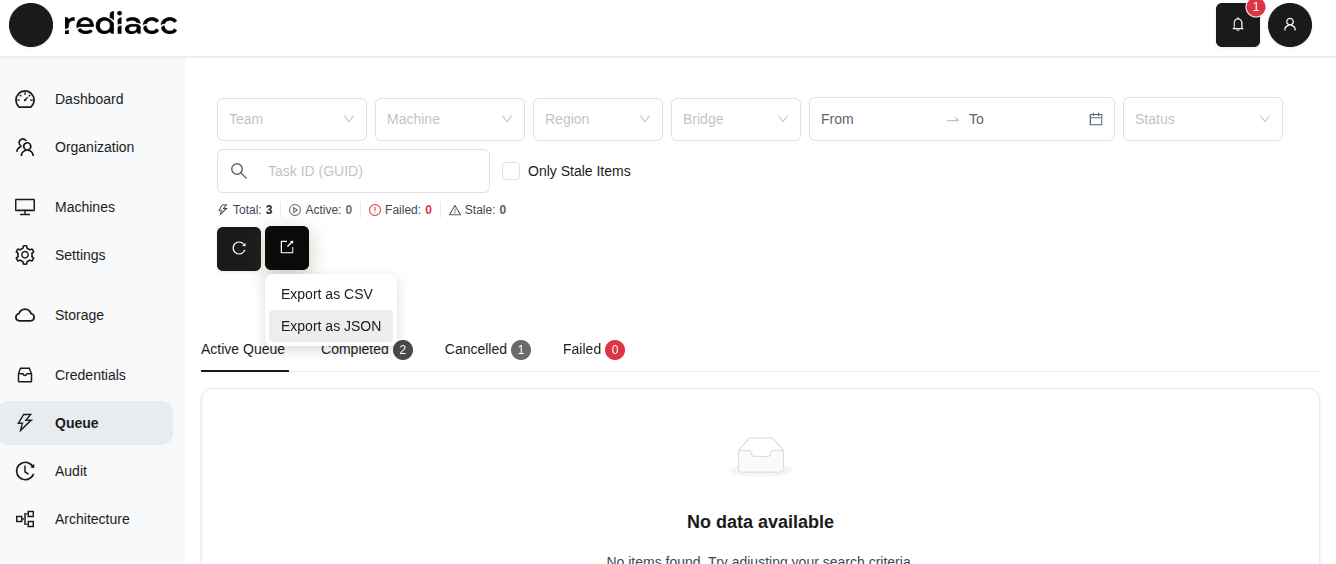 Экспорт очереди