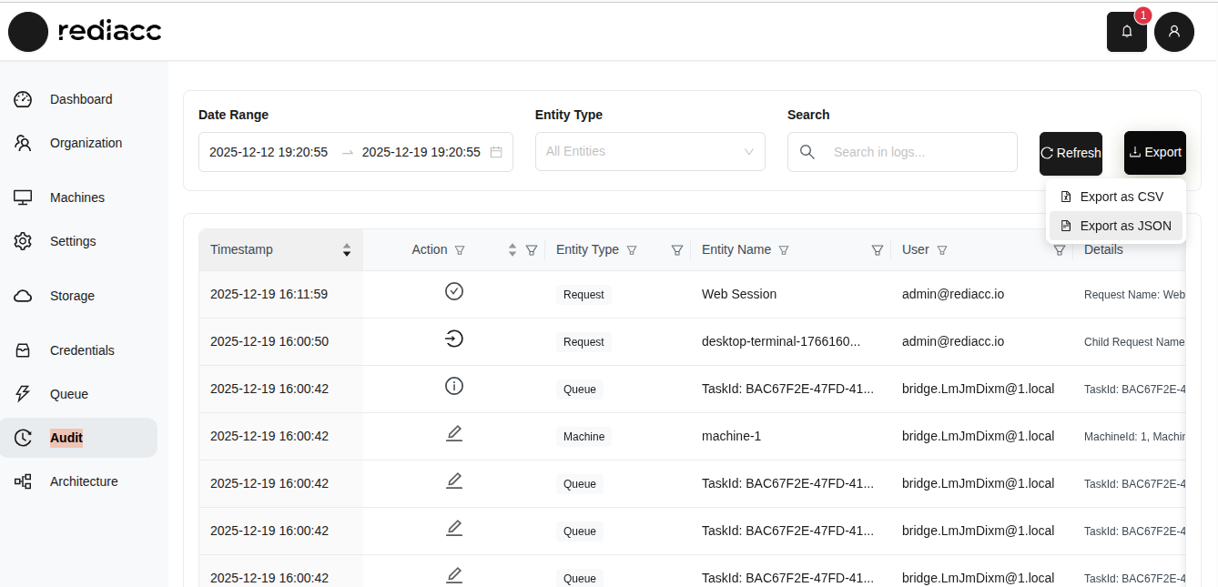 Экспорт аудита